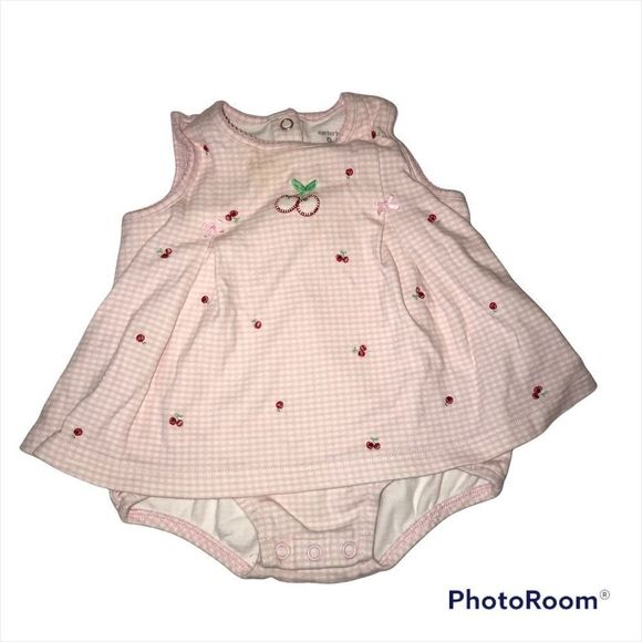 Carter’s keep cool 9mo one piece sunsuit pink red cherry - Picture 1 of 3